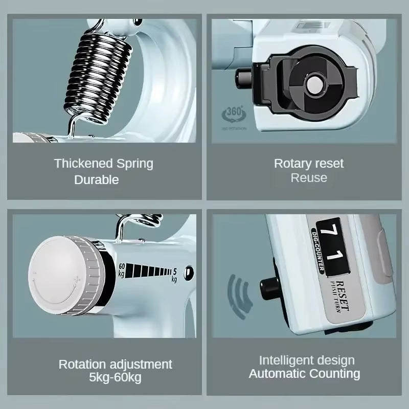 10-100Kg Adjustable Hand Grip Strengthener Hand Grip Trainer with Counter Wrist Forearm and Hand Exerciser for Muscle Building