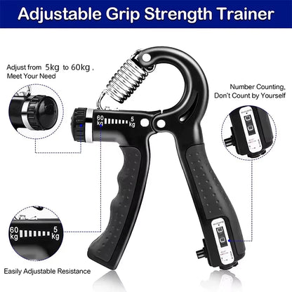 10-100Kg Adjustable Hand Grip Strengthener Hand Grip Trainer with Counter Wrist Forearm and Hand Exerciser for Muscle Building